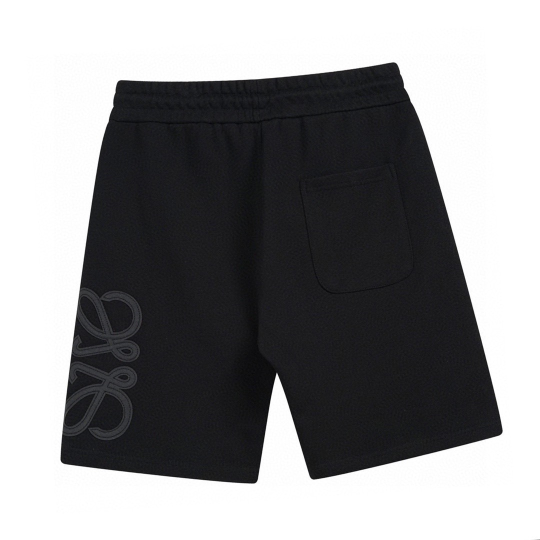 罗意威/Loewe 夏季新款 皮标logo休闲短裤 黑色