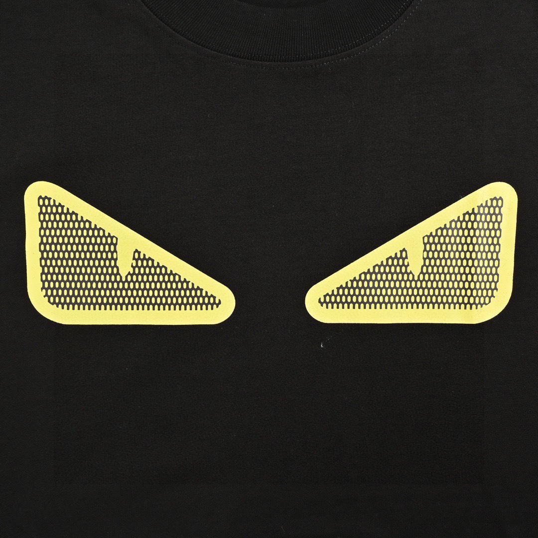 芬迪/Fendi 夏季新品 小怪兽眼睛印花圆领短袖T恤 黑色/白色