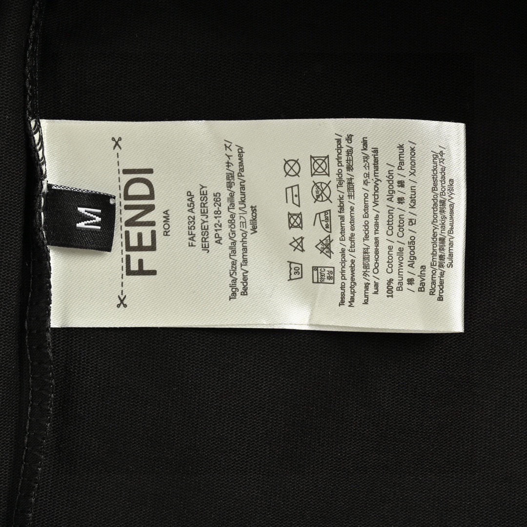 芬迪/Fendi 夏季新品 小怪兽眼睛印花圆领短袖T恤 黑色/白色