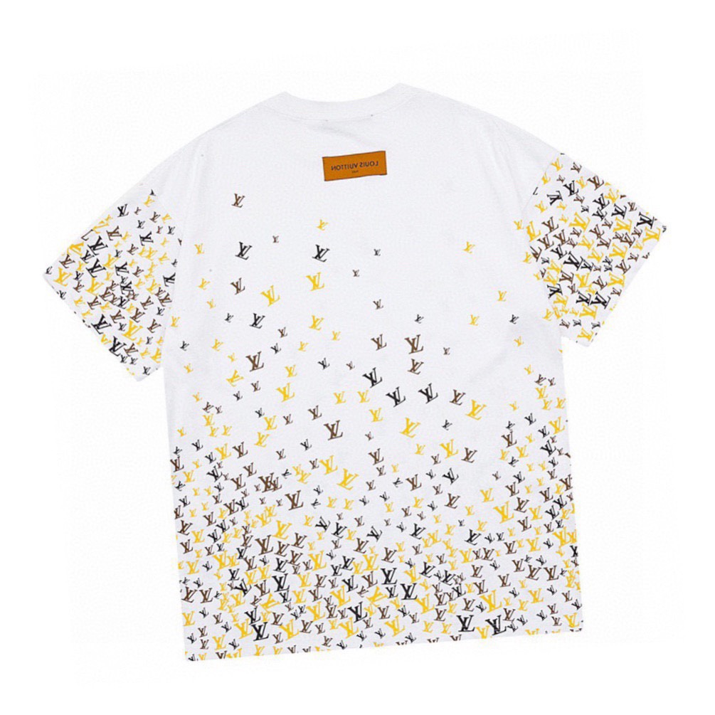 路易威登/Louis Vuitton 夏季新款 前后全景老花印花圆领短袖T恤黑色/白色
