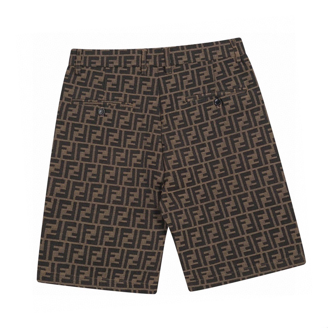 芬迪/Fendi 夏季新款 提花字母休闲牛仔短裤 卡其