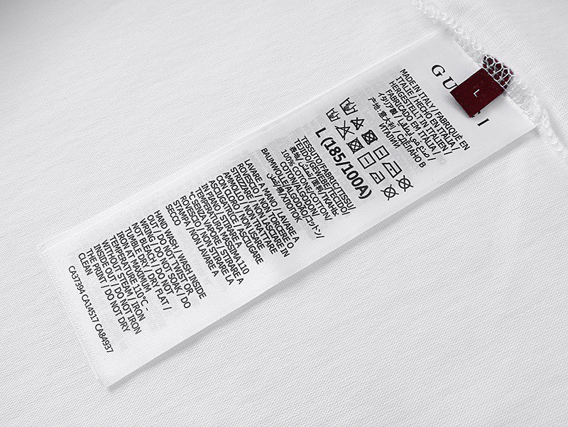 古驰/Gucci 夏季新品 重影腰带字母印花圆领短袖T恤 黑色/白色