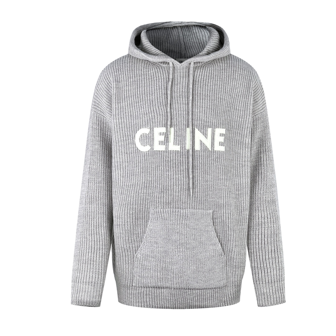 NO:461844,.Celine Hooded pullover knit sweater Customized luxury and soft wool plush worsted material Heavy and solid Comfortable skin Focus on high-grade gray tones Hazy and deep Delicate Celine Letter embroidery embellishes the front instantly lit up the entire picture, full of recognition, novel design with knitted sweaters and pullovers Simple and elegant design Adds a casualness and freedom to create countless matching possibilities for you Craft 1 Use laser embroidery to make letter embroidery Fine cutting and embroidery on fabric using high-energy laser beam Precise control of the laser beam ensures that every detail of the embroidery reaches the extreme Craft 2: Letter material uses wool microfiber to position laser embroidery Combines the natural softness of wool with the durability of the ultra-fiber Use laser beam to accurately embroider at designated locations Achieve highly accurate embroidery effect Smooth lines of letters, clear edges, Craft 3:: Washing and softening and deodorizing process for laundry washing and deodorizing clothes through professional washing equipment and specific detergents Improve the feel and appearance of clothes Accessories Customized 1:1 Celine letter white drain alloy tail clip Fixed weaving and dyed cotton texture round rope Customized 1:1 Celine trademark Loose style Size XS S M L Exclusively available, Celine, sweaters, hats, alexander wang19860909.Celine 连帽套头针织毛衣 定制奢柔膨体羊毛绒精纺料 厚重扎实 舒适贴肤 以高级灰为主色调 朦胧而深邃 精致Celine 字母绣花点缀于正面 瞬间点亮了整个画面 辨识度十足 以针织毛衣搭配套头衫的新颖设计 简洁大方的设计 增添了一份随性与自在 为你创造出无数搭配的可能性 工艺1釆用激光绣花工艺做字母绣花 利用高能激光束在织物上进行精细切割和绣花 激光束的精确控制确保了刺绣的每一个细节都达到极致 工艺2: 字母材料采用羊毛超纤定位激光绣花 结合了羊毛的天然柔软与超纤的耐用性 利用激光束在指定位置进行精确刺绣 实现高度精确的刺绣效果 字母线条流畅 边缘清晰 工艺3:: 成衣洗水加软去味工艺 通过专业的洗涤设备和特定的洗涤剂 对衣物进行深度清洁和去味处理 改善衣物的手感和外观 辅料 定制1:1 Celine字母白沥合金尾夾 定织定染全棉纹理圆绳 定制1:1 Celine商标 版型宽松版型 尺码XS S M L 独家专供,,celine,sweaters,hats,alexander wang,Men's clothing