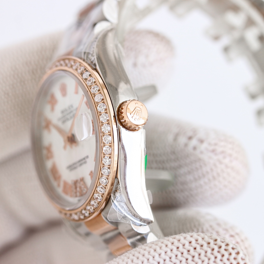 “Women’s White Diamond Rolex Watch with Swiss Movement and Colorful Design” - 图片 7