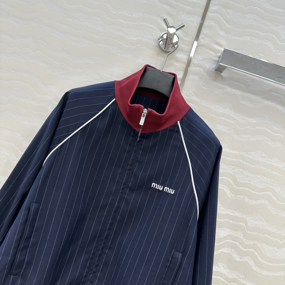 独家首发❤️原单品质miu系少女穿搭！知性分子学院风落肩短款夹克外套！撞色罗纹领拼接设计甜酷兼备减龄穿搭