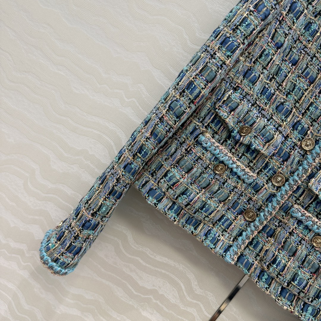 独家首发🍓高端原单品质coco25a最佳名媛风气质外套。100%真丝提花里衬。高级定制孔雀🦚绿彩线编织格