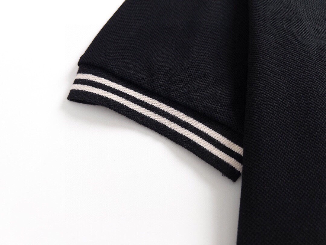 古驰/Gucci 夏季新款 翻领双G刺绣短袖polo衫黑色