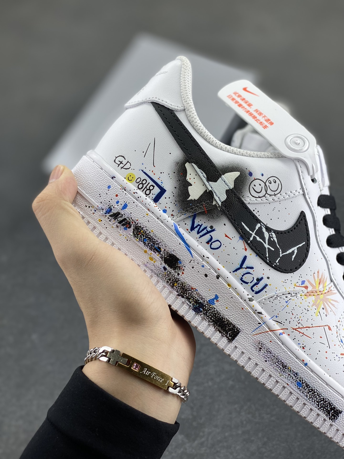 图片[6]-Nike Air Force 1 Low’07 蝴蝶涂鸦 空军一号低帮休闲板鞋 定制皮料 原厂3D打印 定制鞋盒 原楦原纸板 纯正空军版型 内置全掌气垫 货号：ZH0316-088 尺码：36 36.5 37.5 38 38.5 39 40 40.5 41 42 42.5 43 44 44.5 45-选品中心