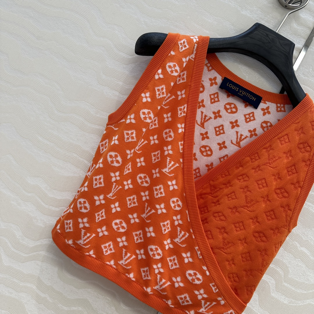 独家首发❤️原单品质！25s春夏 度假新品针织抹胸小背心，定制海军蓝MONOGRAM提花撞色。18针徳国