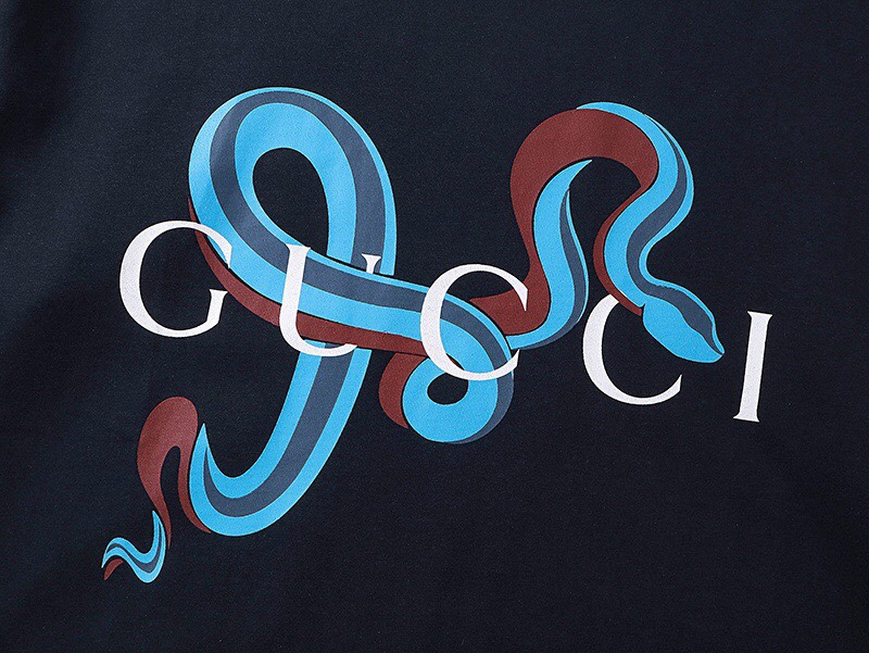 古驰/Gucci 夏季新品 限定灵蛇字母印花圆领短袖T恤 海军蓝/白色-Chinese UA Cheap High Quatity Brand Clothes Bags handbags Sneakers wholesale wholesaler seller from China Factory suppliers Fashion Clothing Shoes best Quality Beautiful Price 古驰/Gucci 夏季新品 限定灵蛇字母印花圆领短袖T恤 海军蓝/白色