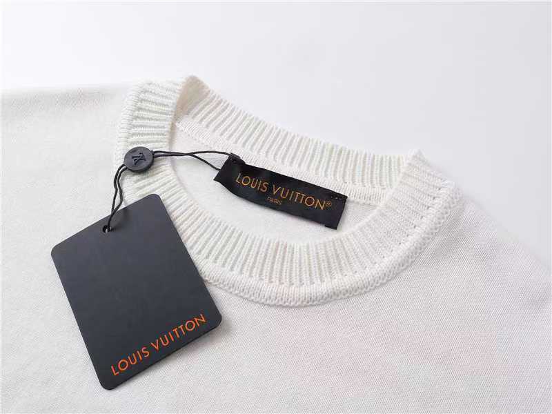 路易威登/Louis Vuitton 夏季新款 蛇年限定针织圆领短袖 LV Ribbon 刺绣 白色
