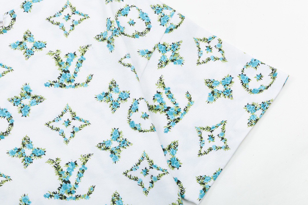 路易威登/Louis Vuitton 夏季新品 满印花卉logo圆领短袖T恤 白色