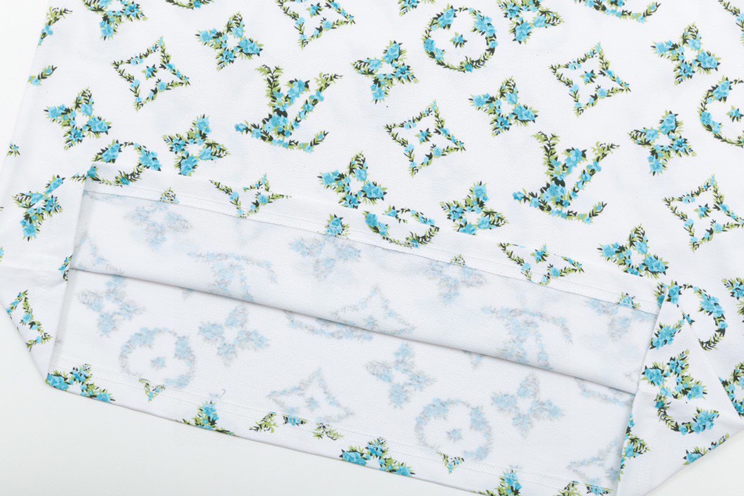 路易威登/Louis Vuitton 夏季新品 满印花卉logo圆领短袖T恤 白色