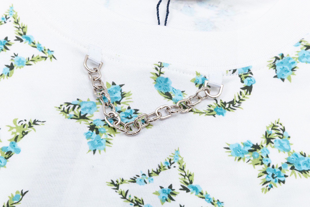 路易威登/Louis Vuitton 夏季新品 满印花卉logo圆领短袖T恤 白色