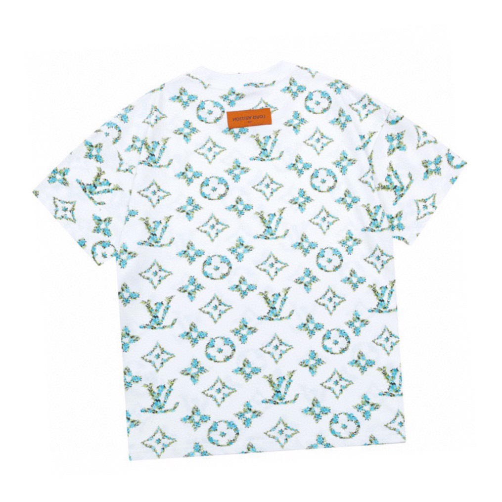 路易威登/Louis Vuitton 夏季新品 满印花卉logo圆领短袖T恤 白色