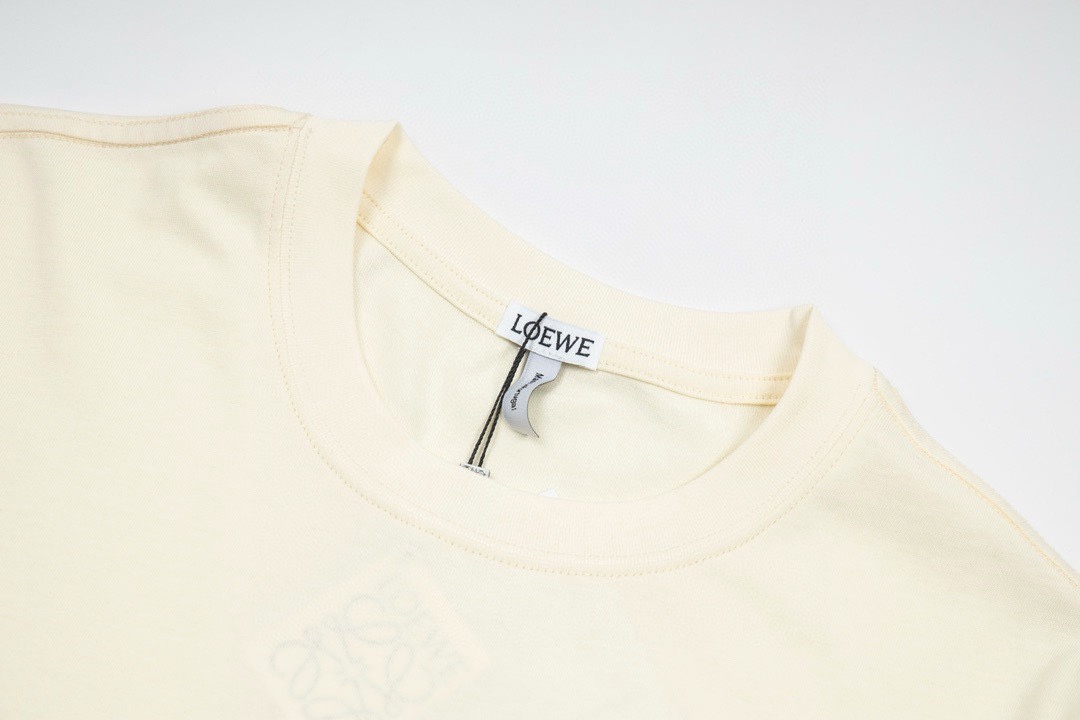 罗意威/Loewe 夏季新款 皮标口袋logo圆领短袖T恤 黑色/杏色