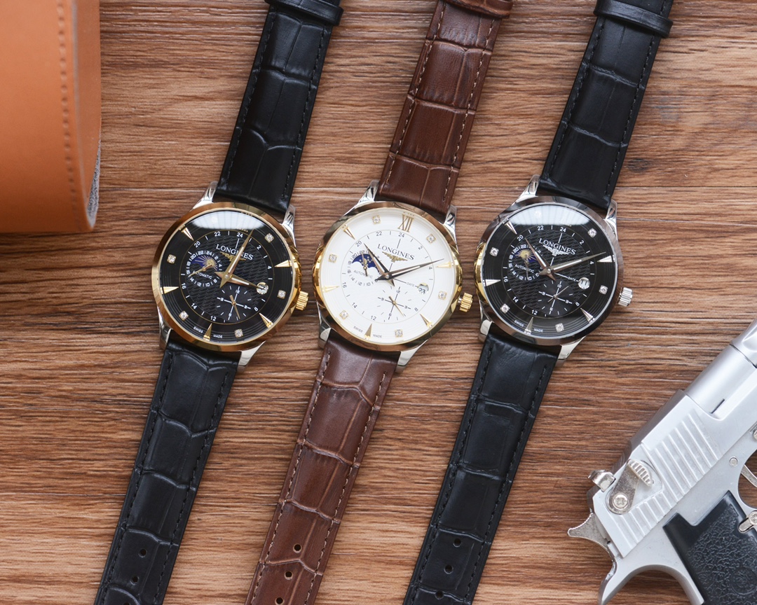 Montre pour Homme Longines Automatique - Cadran Élégant et Bracelet en Cuir Véritable