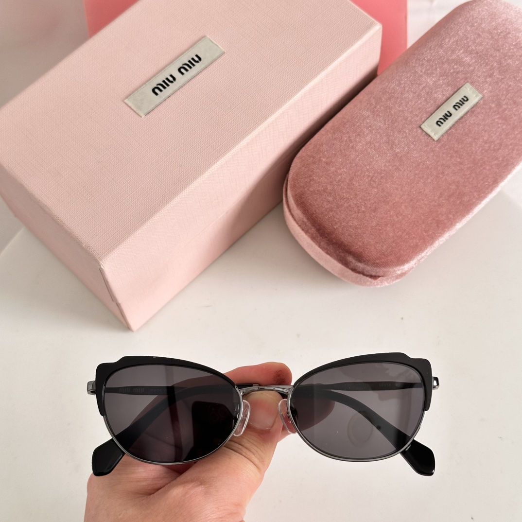 Miu Miu MU54AV Cat Eye Sunglasses | Black Frame & Grey Lens | 54mm
