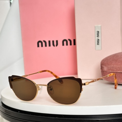 Miu Miu MU54AV Cat-Eye Sunglasses - Brown Frame, Gold Metal Accents, Stylish Design 1 Miu Miu MU54AV Cat-Eye Sunglasses - Brown Frame, Gold Metal Accents, Stylish Design