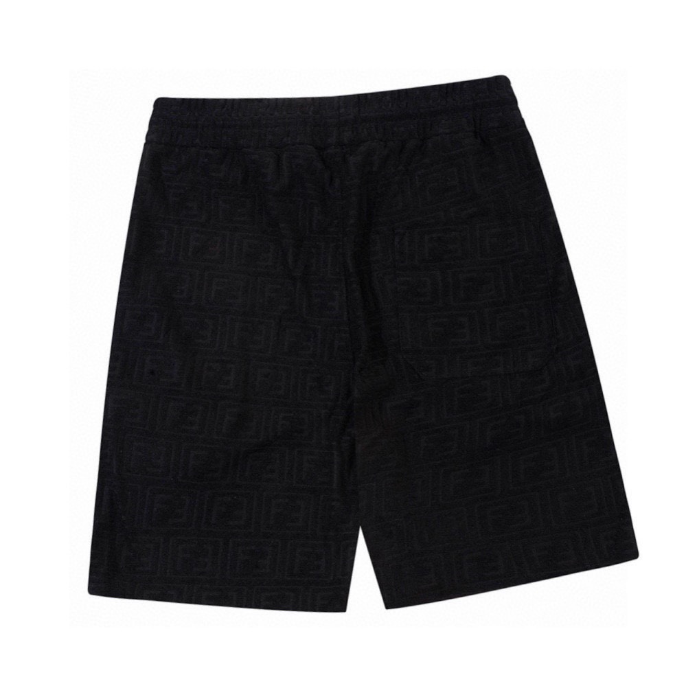 芬迪/Fendi 夏季新款 双F纹毛巾面料提花休闲短裤 黑色/白色