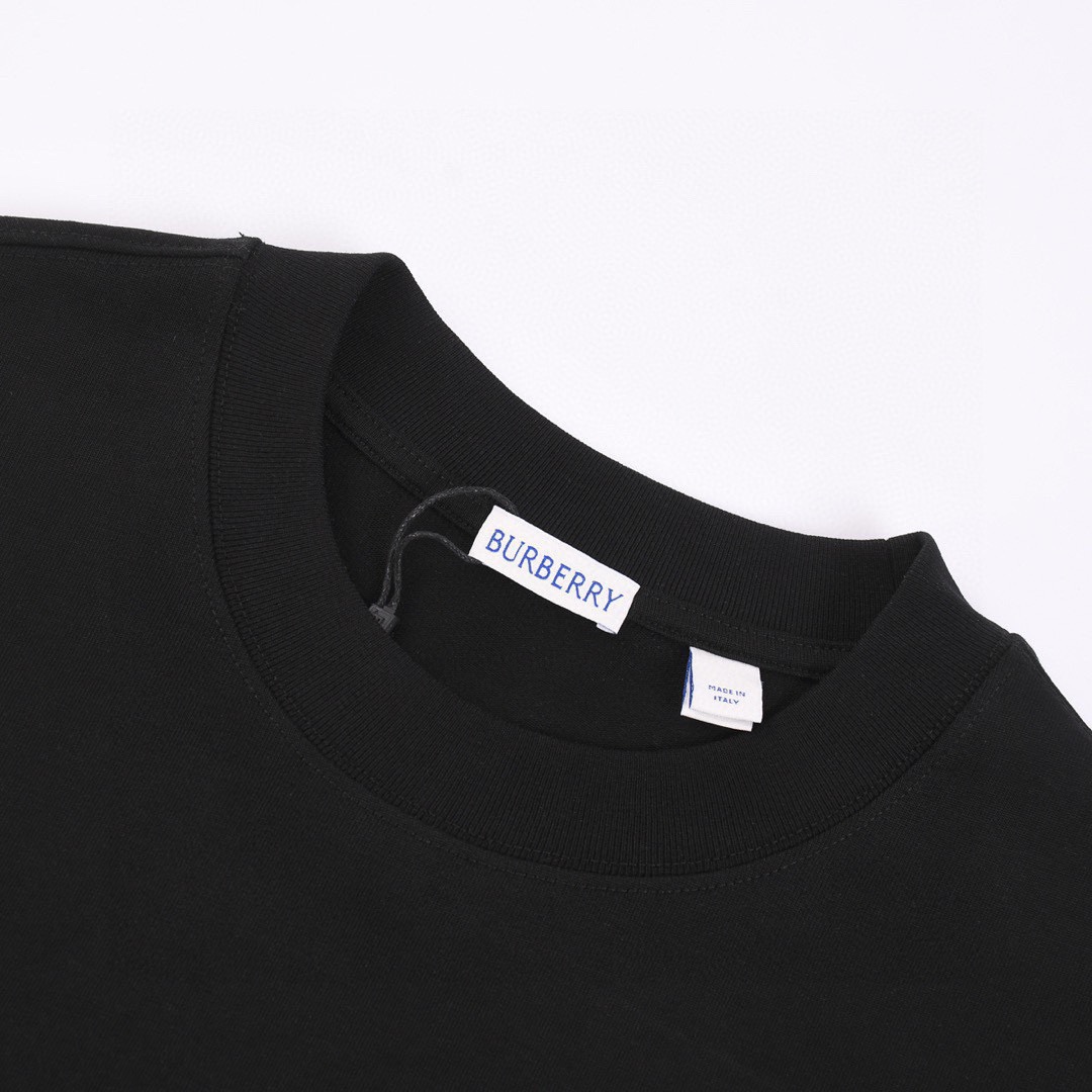 巴宝莉/Burberry 夏季新款 经典刺绣立体战马圆领短袖T恤 白色/黑色