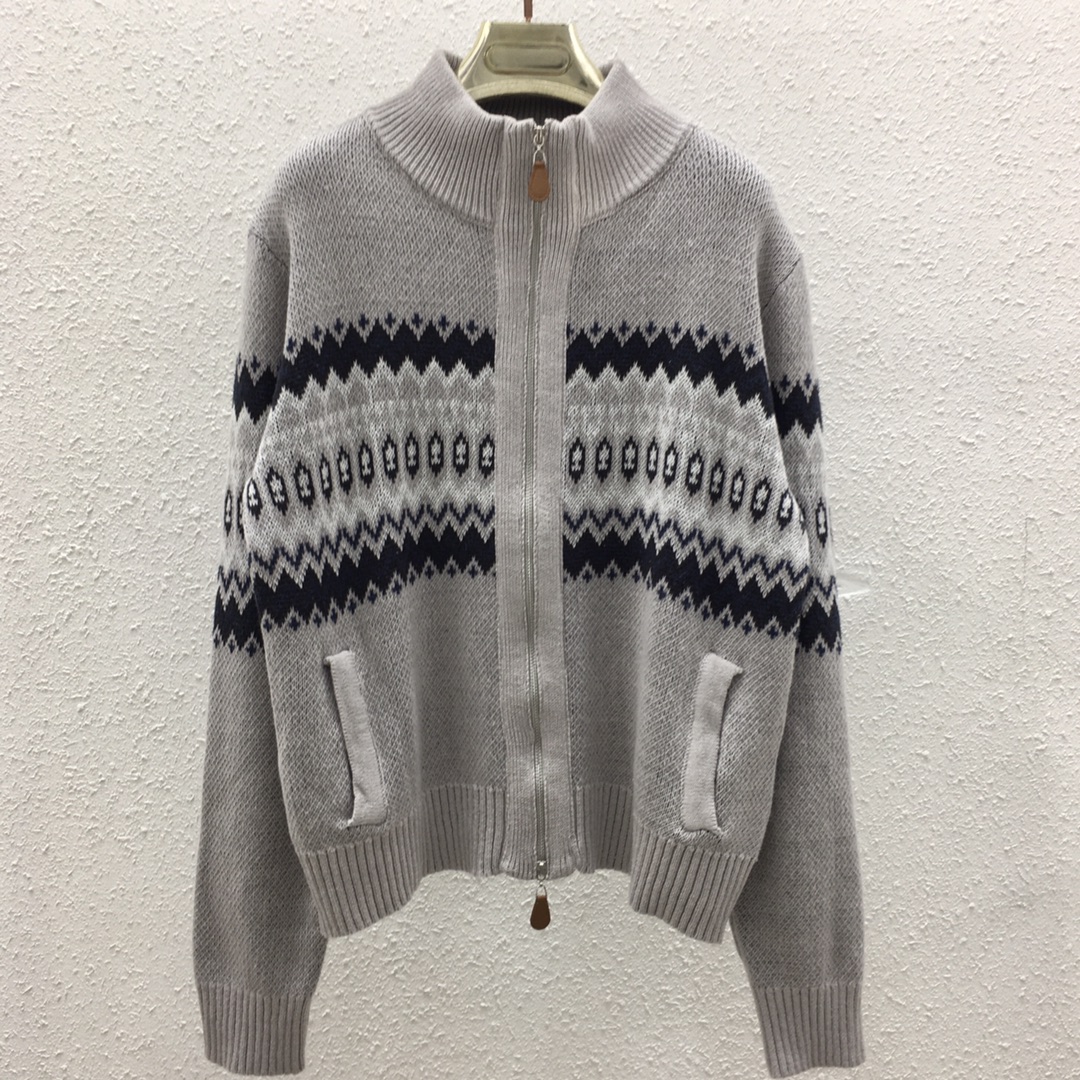 NO:454388,1308059-1 Fair Island Autumn and Winter Zippered Standing Collar Knit Cardigan SML Gray, Alexander wang198609091308059-1 费尔岛秋冬拉链立领针织开衫 SML 灰色,,alexander wang,Women's clothing