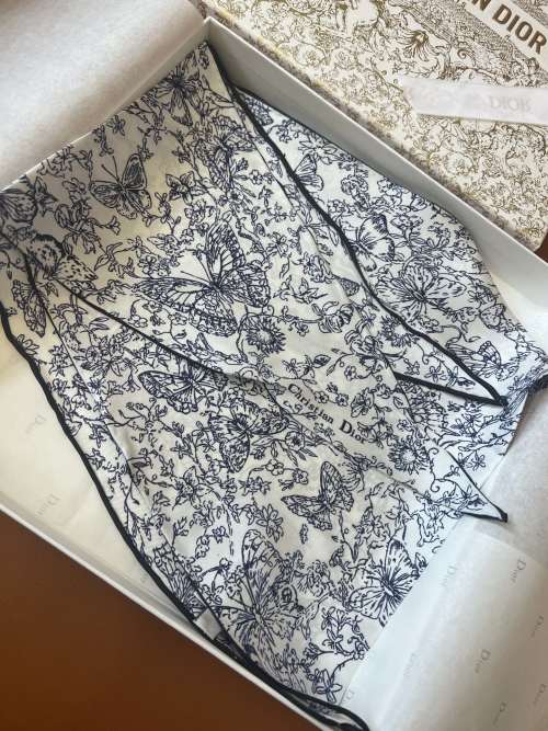Dior Diamond Butterfly Print Silk Scarf, White, 35x110cm 1 Dior Diamond Butterfly Print Silk Scarf, White, 35x110cm