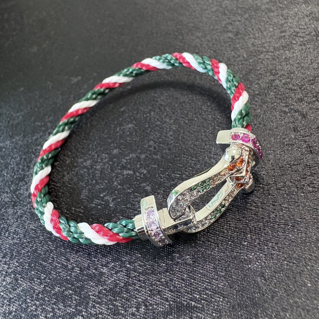 Fashionable Three-Colored Chain Bracelet with Drills and Fluorescent Yellow Accents - 图片 4