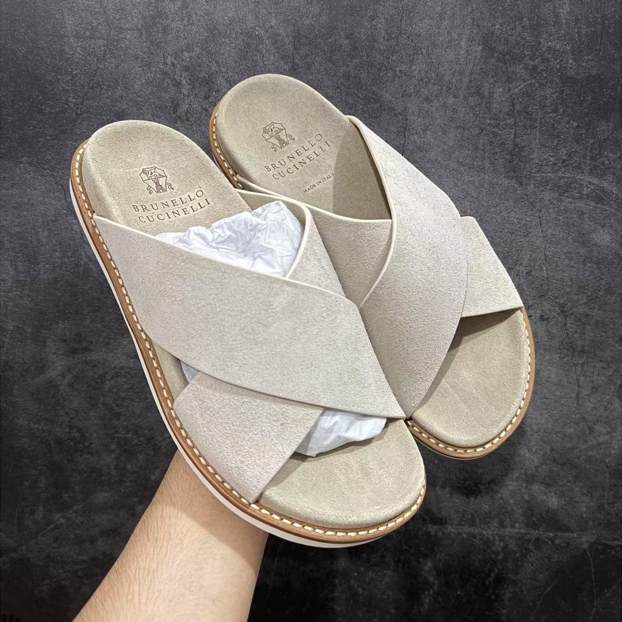 260 佛山超a版Brunello Cucinelli BC 2025ss新款麂皮凉拖拖鞋
