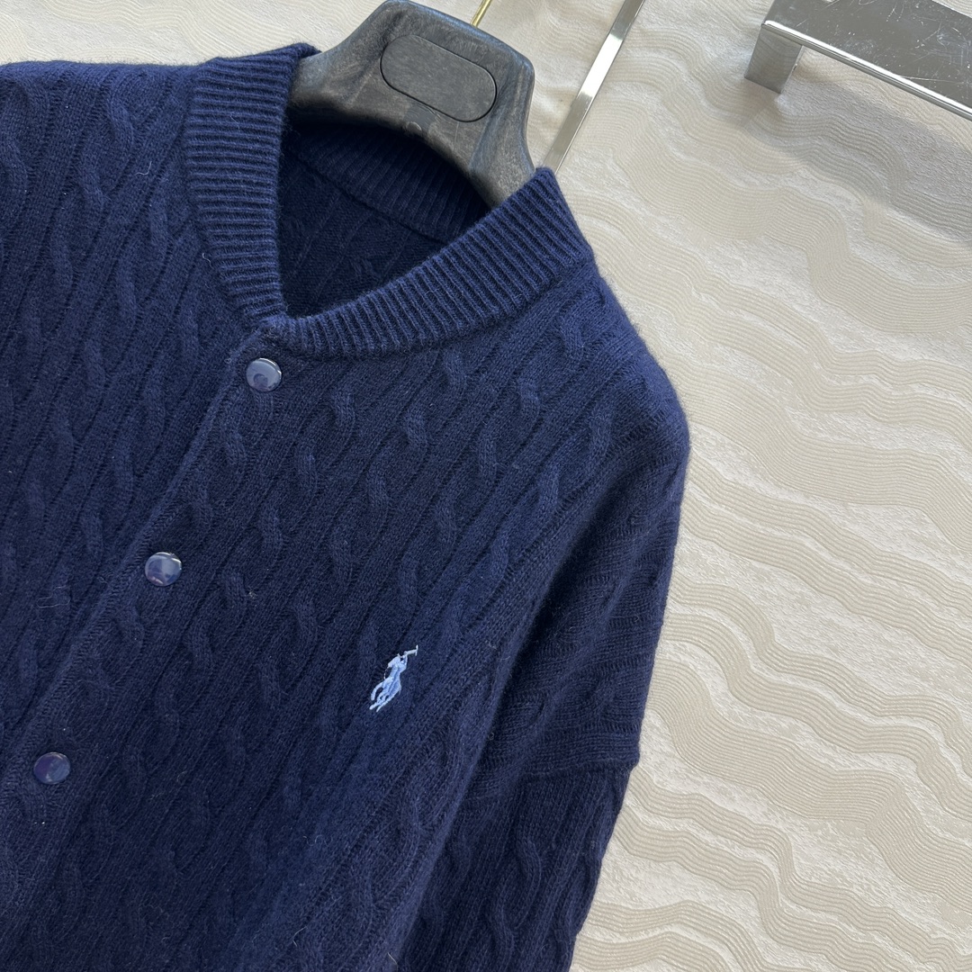 独家首发❤️原单品质❤️浓郁美式风，RL时髦减龄穿搭，网球风棒球夹克绞花羊绒外套！经典落肩版型宽松百搭又