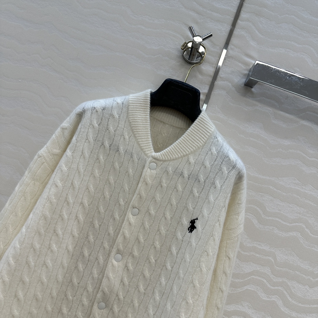 独家首发❤️原单品质❤️浓郁美式风，RL时髦高知穿搭，网球风棒球夹克绞花羊绒外套！经典落肩版型宽松百搭又