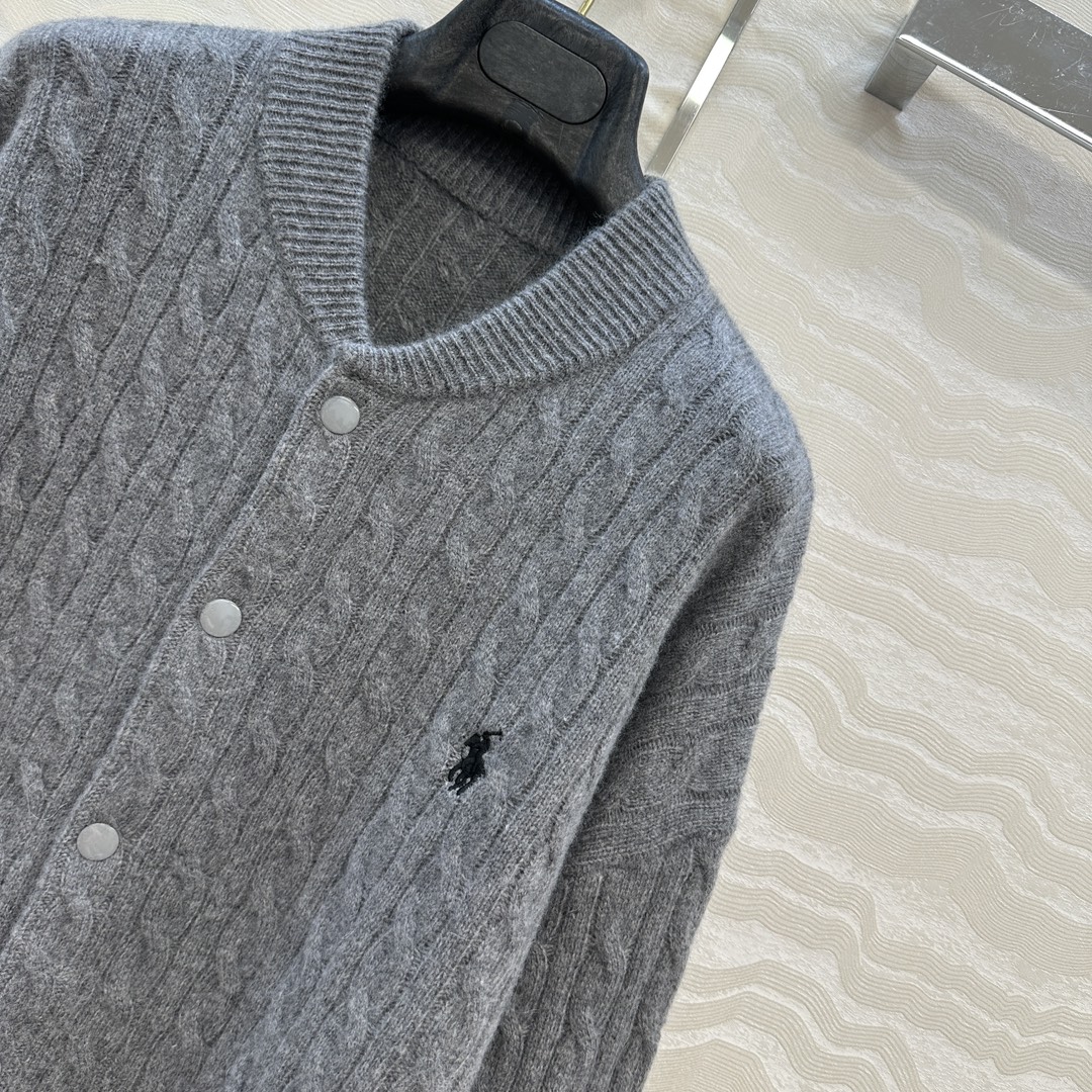 独家首发❤️原单品质❤️浓郁美式风，RL时髦高知穿搭，网球风棒球夹克绞花羊绒外套！经典落肩版型宽松百搭又