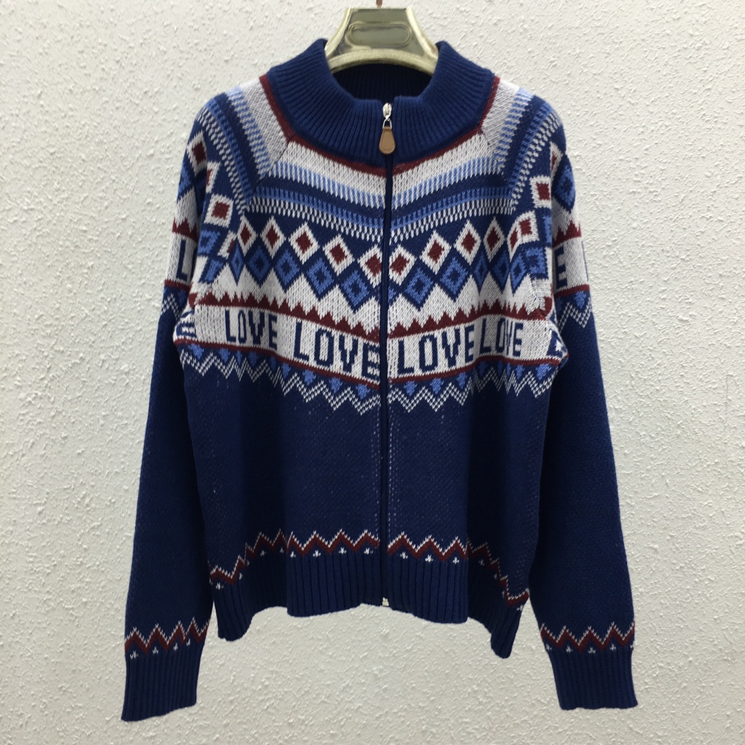 NO:454385,8057 Fair Island autumn and winter new zippered stand-up collar knitted cardigan SML blue (selfie model can go online), alexander wang198609098057 费尔岛秋冬新款拉链立领针织开衫 SML 蓝色（自拍模特 可以上网店）,,alexander wang,Women's clothing