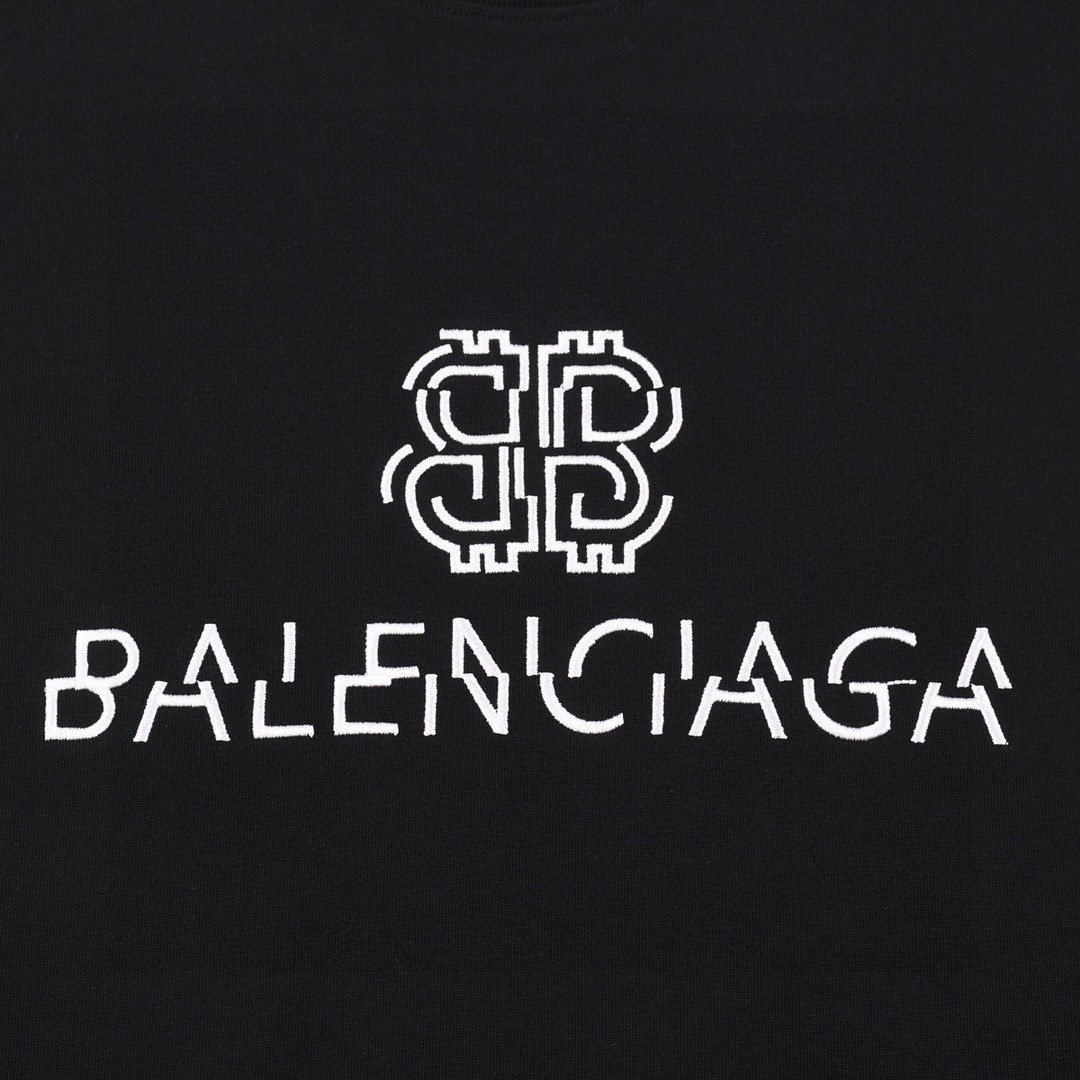 巴黎世家/Balenciaga 夏季新款 错位字母刺绣圆领短袖T恤