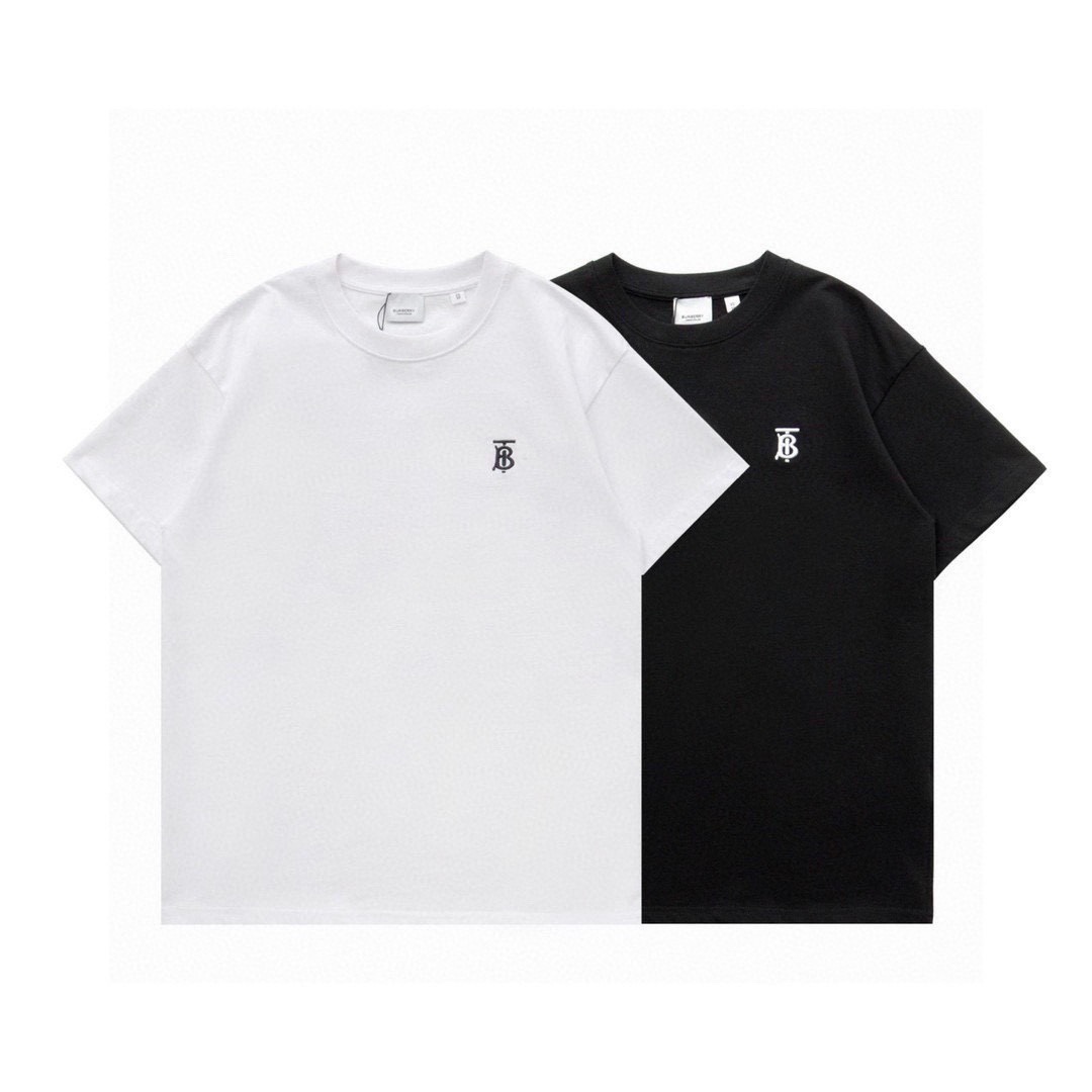 巴宝莉/Burberry 夏季新款 经典小TB刺绣圆领短袖T恤 黑色/白色