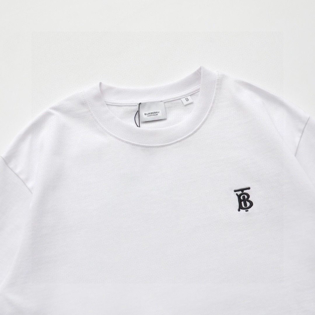 巴宝莉/Burberry 夏季新款 经典小TB刺绣圆领短袖T恤 黑色/白色