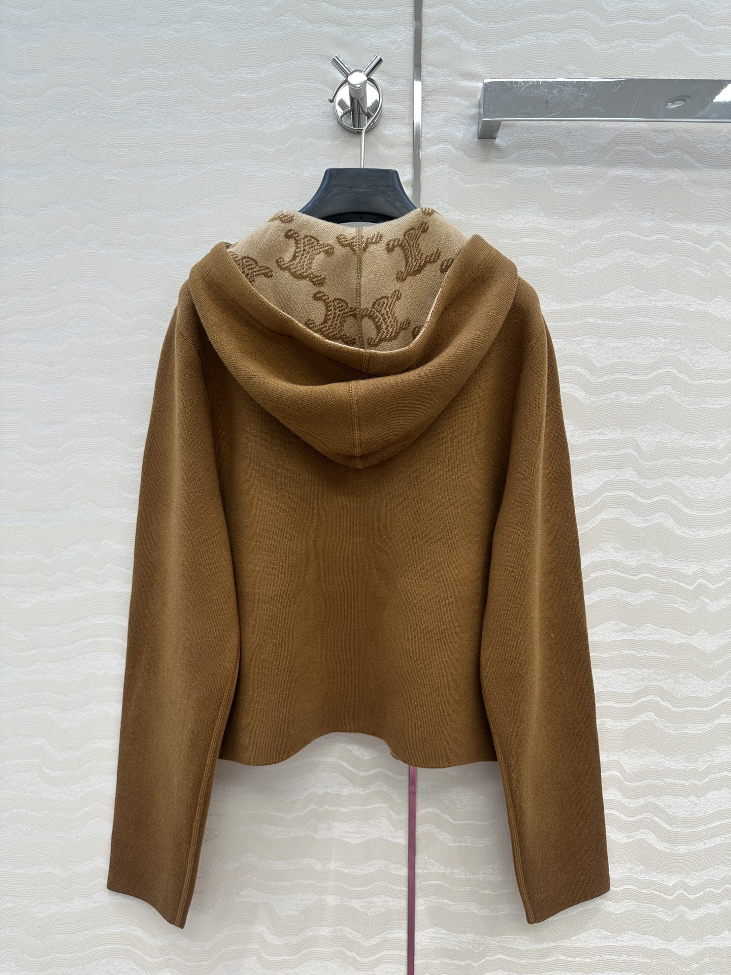 独家首发❤️原单品质CE凯旋门老花双面羊毛外套。减龄少女气质连帽双口袋设计！凯旋门金属吊坠装饰时髦又高级