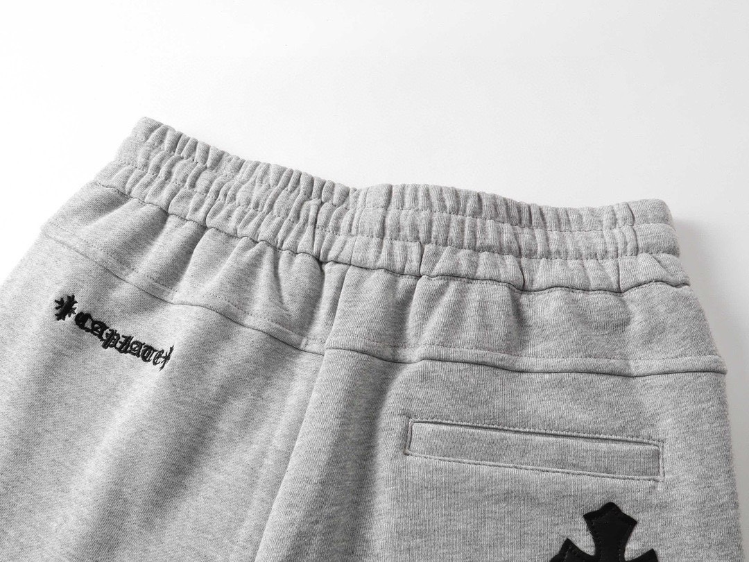 克罗心/Chrome Hearts 夏季新款 皮标刺绣休闲短裤 黑色/灰色