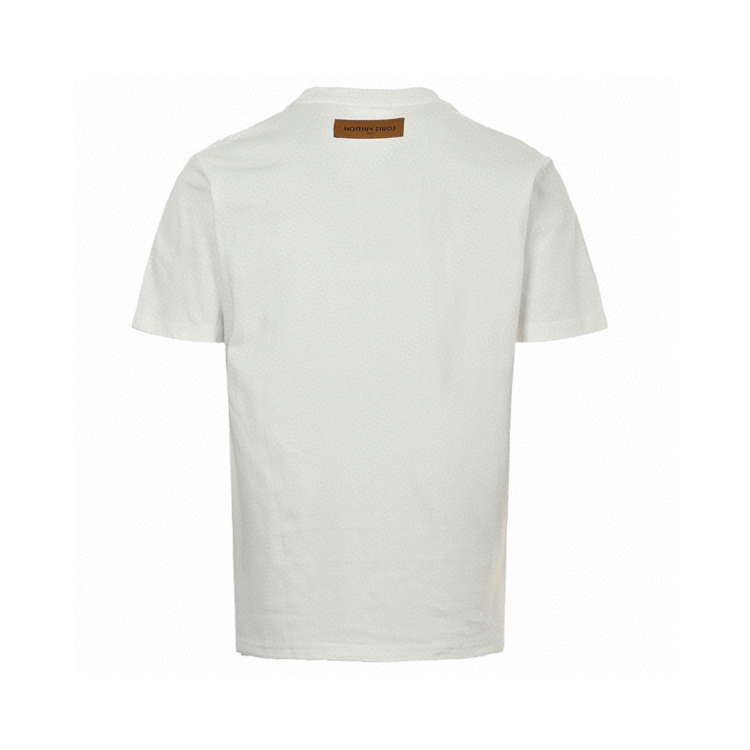 路易威登/Louis Vuitton 夏季新款 麻绳刺绣圆领短袖T恤 黑色/白色