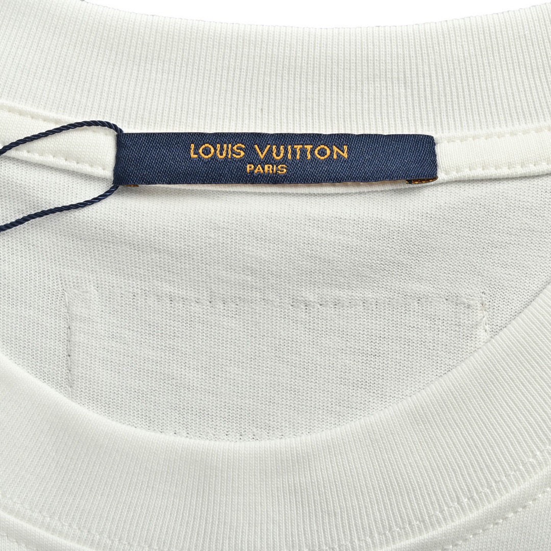 路易威登/Louis Vuitton 夏季新款 麻绳刺绣圆领短袖T恤 黑色/白色