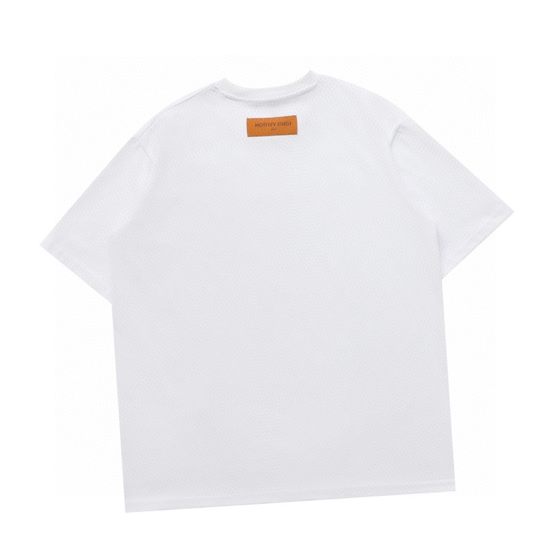 路易威登/Louis Vuitton 夏季新款 红色小标刺绣圆领短袖T恤 白色/黑色