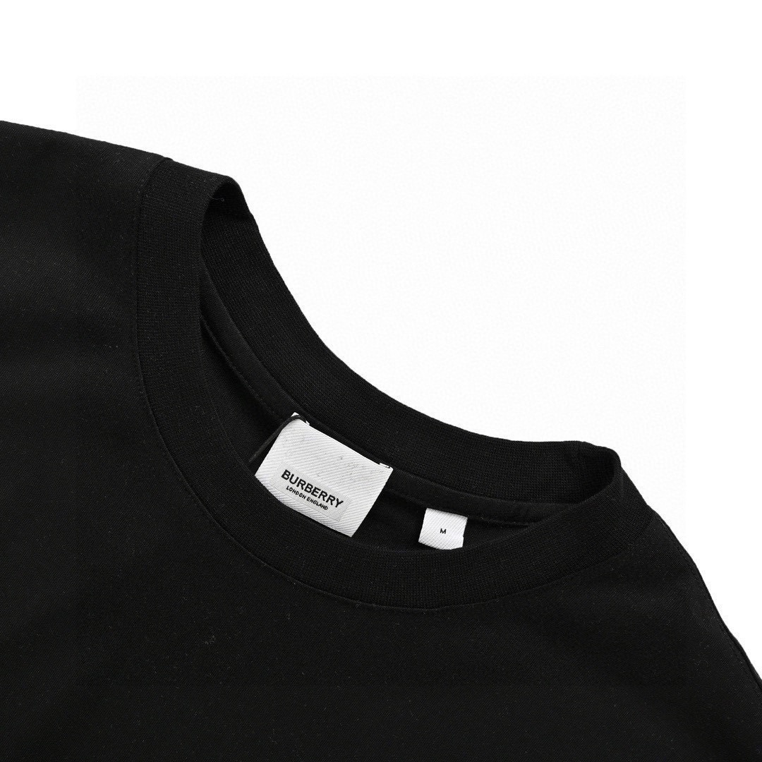 巴宝莉/Burberry 夏季新款 经典小TB刺绣圆领短袖T恤 黑色/白色