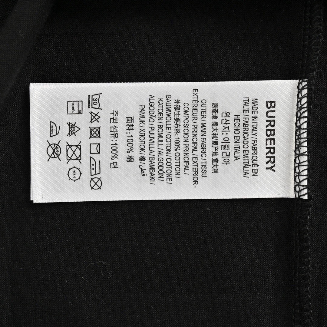 巴宝莉/Burberry 夏季新款 经典小TB刺绣圆领短袖T恤 黑色/白色