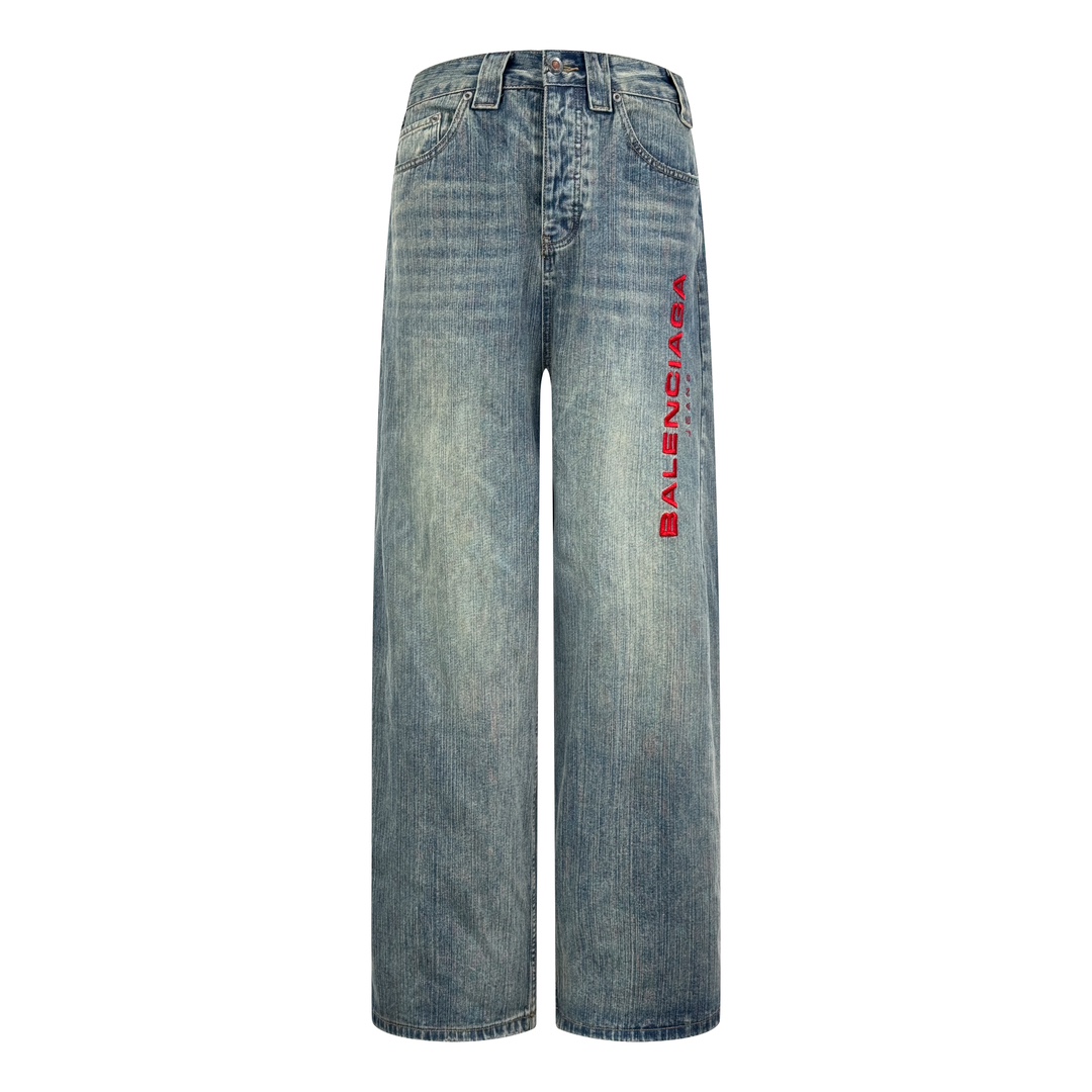 Balenciaga Jeans Embroidered Denim Pants - Custom Bamboo Pattern, Light Blue 2 i1753368000 1947 0