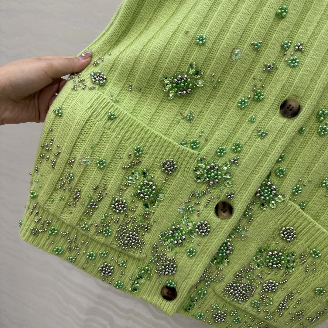 High-End Handmade Cashmere Wool Jacket with Beaded Details – American Academy Fung V - 图片 7