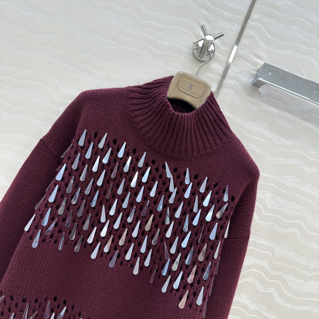 独家首发🍒高端原单品质！行走的高定 BC高智感穿搭！超重工的纯手工水滴珠片羊绒毛衣。进口羊绒纱线定位编织