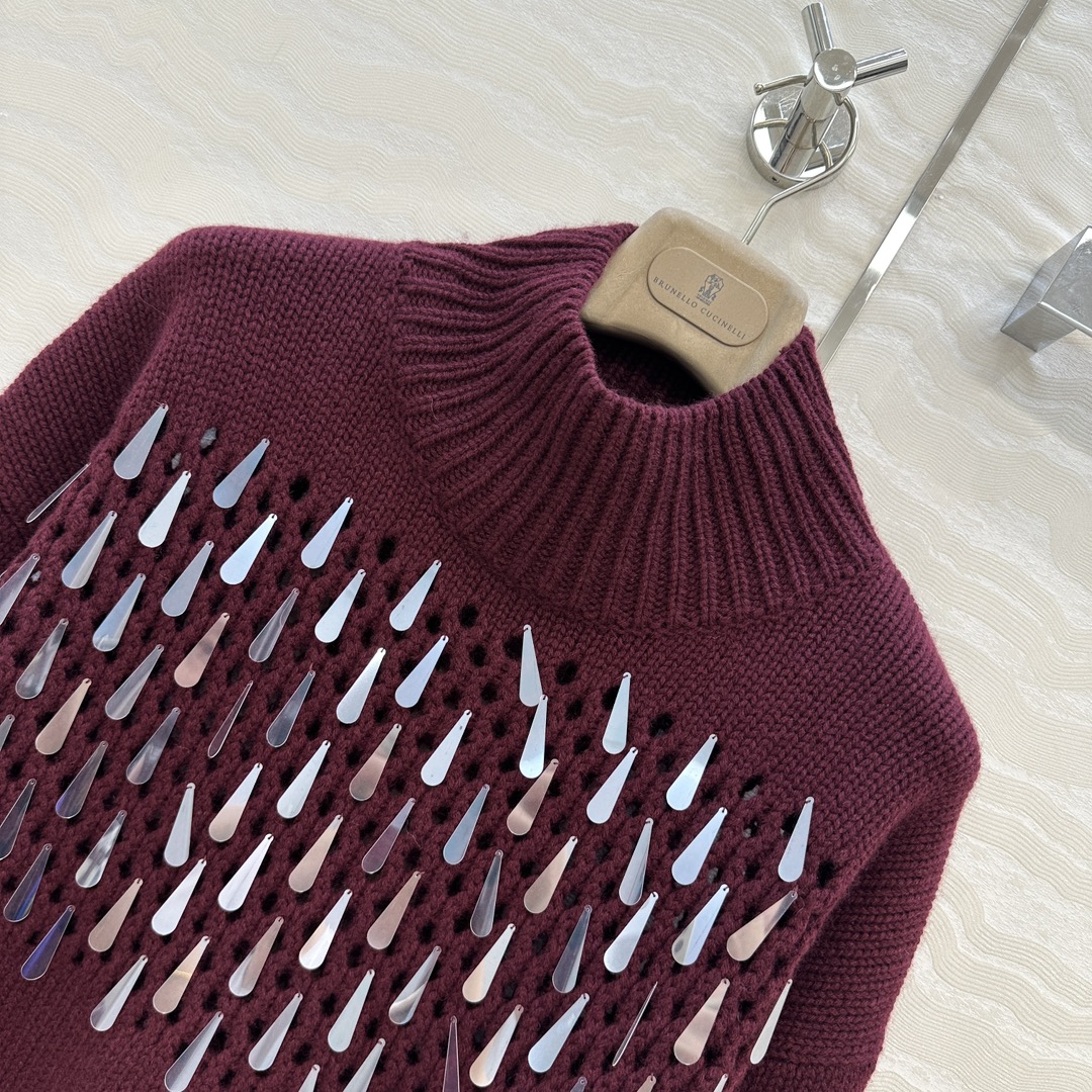 独家首发🍒高端原单品质！行走的高定 BC高智感穿搭！超重工的纯手工水滴珠片羊绒毛衣。进口羊绒纱线定位编织