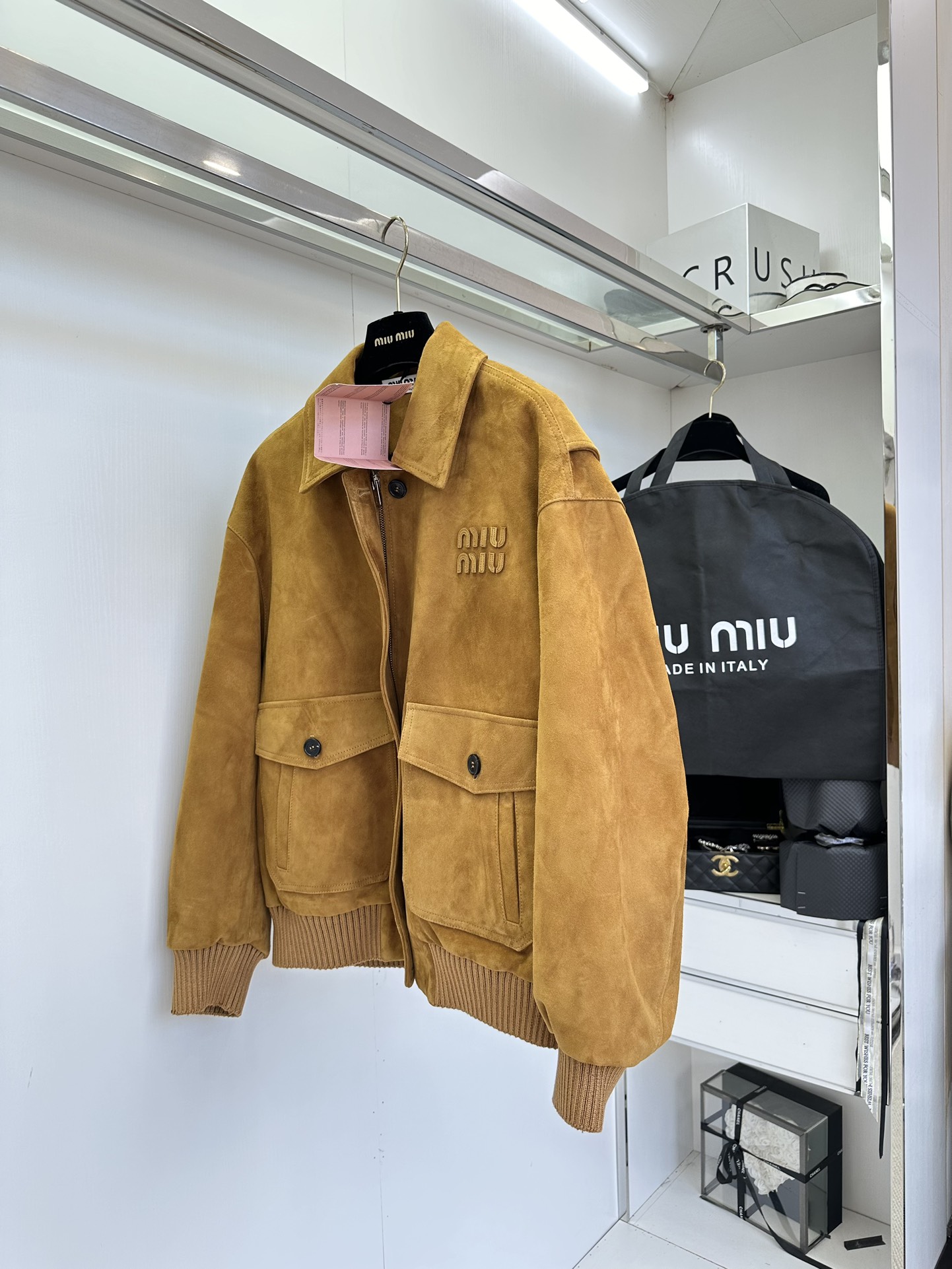 Miu Miu Shearling Suede Lambskin Jacket - Warm Brown, Small Collar 6 i1753431301 2246 4