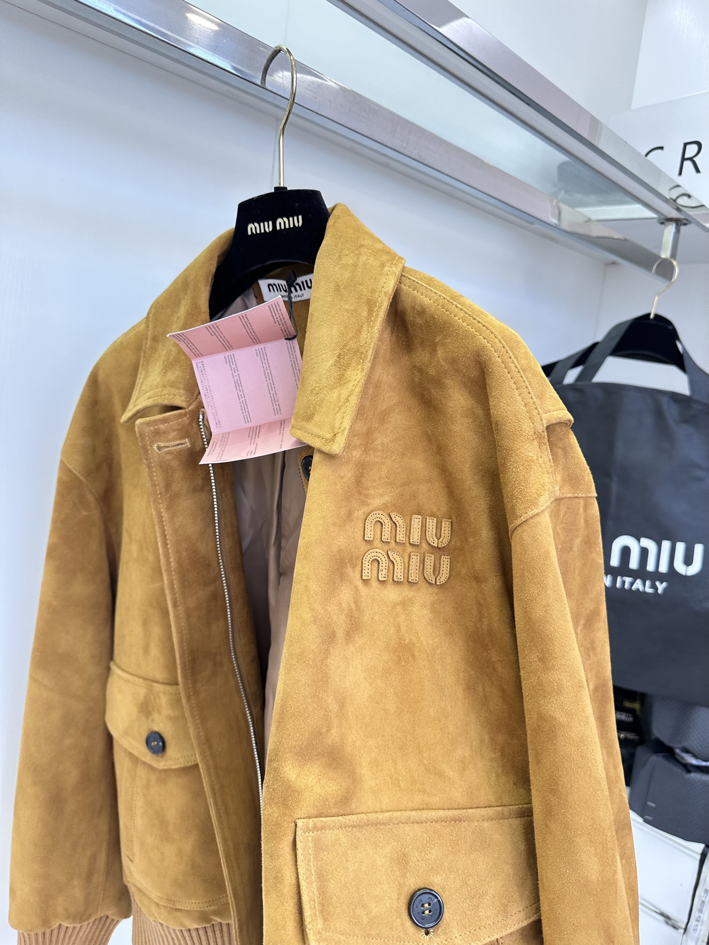 Miu Miu Shearling Suede Lambskin Jacket - Warm Brown, Small Collar 8 i1753431301 2331 6