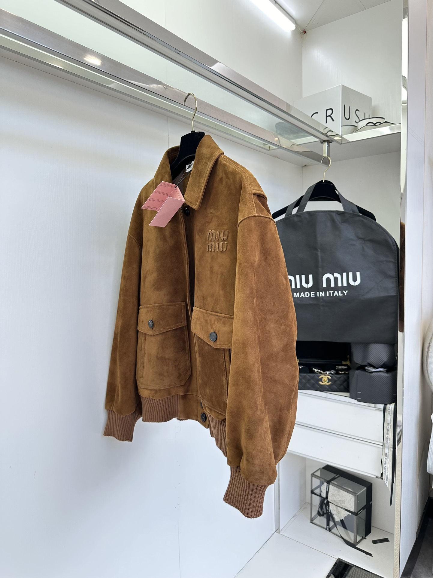 Miu Miu Shearling Lambskin Jacket - Warm Brown, Small Collar, 3D Logo 6 i1753431381 3328 4